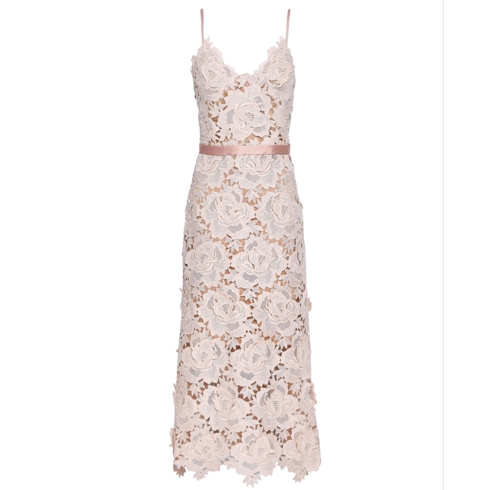 Catherine Deane Rose Lace Frida Dress  Color:Creamy pink Blush-Size:2 -Excellent